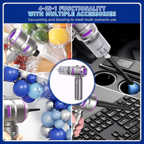 Higoom 4-in-1 Cordless Handheld Vacuum Cleaner 22000PA | Mini Car Vacuum & Dust Blower | Rechargeable 6000mAh Battery