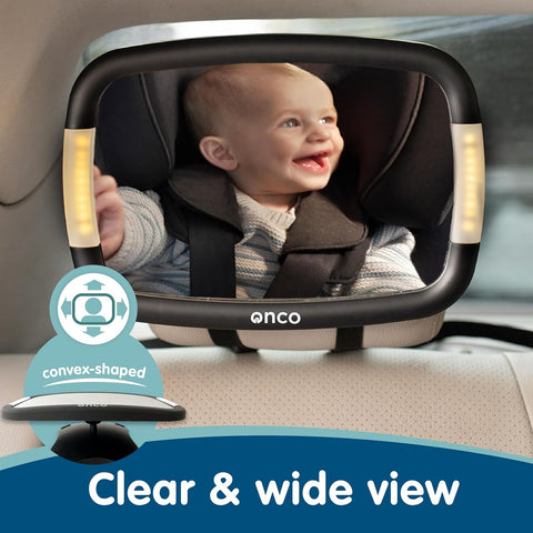 Onco LED Baby Car Mirror with Remote Control and Dual Light Modes
