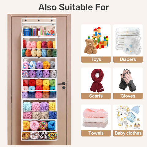 Hanging Yarn Storage Organizer with 5 Zipper Closure Compartments
