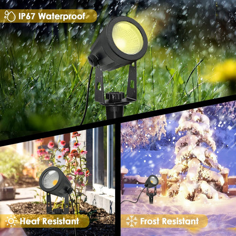 Litake Garden Lights Mains Powered,6 Pack Pathway Lights 21m/68.9ft 3W Extendable LED Spike Lights Outdoor Landscape IP66 Waterproof Spotlights for Lawn Tree Patio Yard Wall (3000K Warm White)