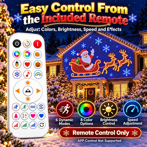 Animated Christmas LED Curtain Lights – Smart RGB Net Lights with Remote, 6 Lighting Modes & Timer for Festive Outdoor Displays – Turn Your Home into a Christmas Light Show