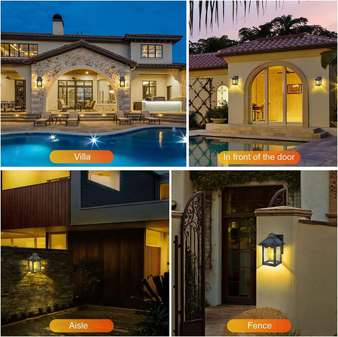 Solar Outdoor Motion Sensor Wall Lantern Lights, Vintage Light with 3 Smart Lighting Modes