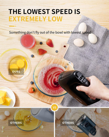 400W Electric Hand Mixer with 6 Speed & Turbo – All-Copper Motor Hand Whisk, Snap-On Storage Case, 5 Stainless Steel Attachments