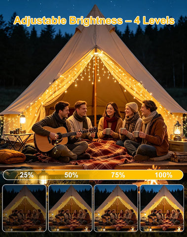 5m 200 LED Icicle Christmas Lights – Warm White Waterproof Outdoor Hanging Fairy Lights with 8 Modes, Timer & Dimmable Brightness for Roof Edges, Balconies & Patios - Give Your Home That Cosy Christmas Glow