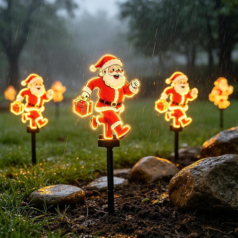 Solar Stake Lights - Christmas Santa LED Pathway Lamp, Outdoor Yard Decor