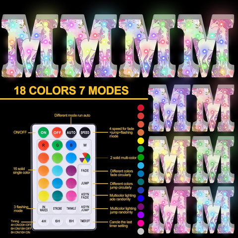 M Style Color Changing LED Letter Light with Remote, Diamond Glitter Alphabet Marquee Lamp, 18 Colors, Battery Powered Decorative Letter Light for Party, Wedding, Birthday, Home, Café and Bar Decor