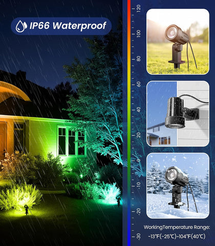 RGB Garden Spotlights Mains Powered 12-in-1 Color Changing Outdoor Lights