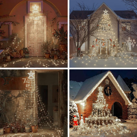 350 LED Outdoor Christmas Tree Lights with Star – Pure White