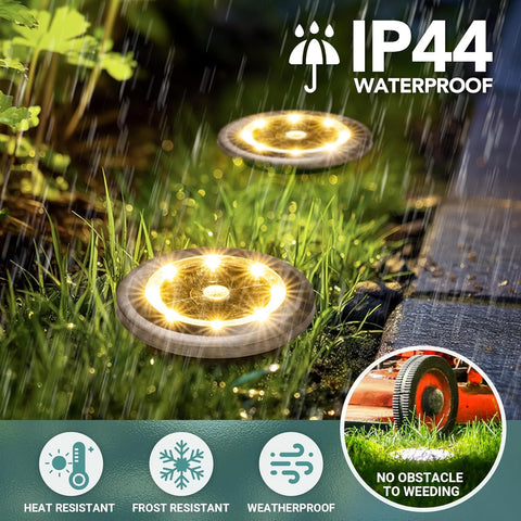 Solpex Solar Lights Outdoor Garden, 10 Pack Mini Solar Ground Lights, Waterproof Solar Garden Lights, Solar Powered Landscape Lighting for Patio Yard Driveway Walkway(Warm White) [Energy Class A]