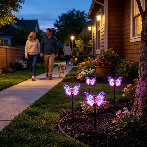 Teksome Solar Outdoor Stake Lights Butterfly LED Pathway Lighting Decor