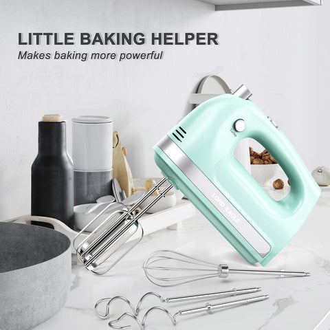 400W Hand Mixer Electric Whisk – 5 Speeds, Turbo Boost, Eject Button, 5 Accessories for Cake, Egg, Cream & Food Mixing