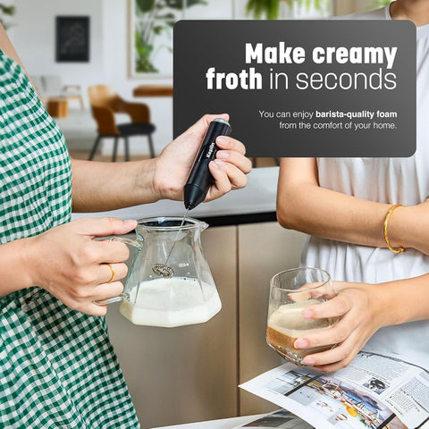 Milk Frother Stainless Steel Electric Whisk Portable Coffee Mixer black