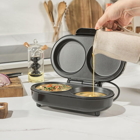 Salter XL Duo Omelette Maker Non-Stick Double Egg Cooker 850W Black