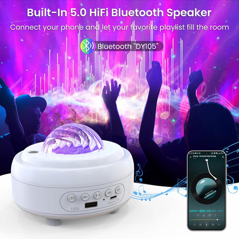 Galaxy Light Projector with Bluetooth Speaker & Rechargeable Night Lamp