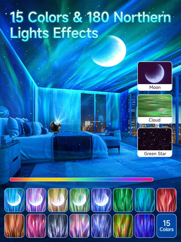 Ceiling Star Projector Lights with 180 Modes, Bluetooth White Noise Night Light, Remote Timer Sensory Lighting for Bedroom, Parties & Christmas Gifts