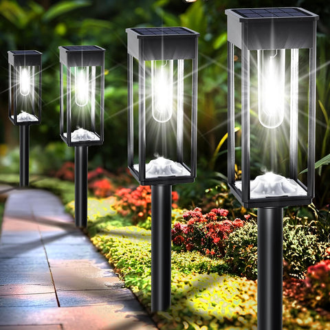 COXSENI Solar Pathway Lights Outdoor 6 Pack, 12Hrs Solar Powered, IP65 Waterproof, Cool White