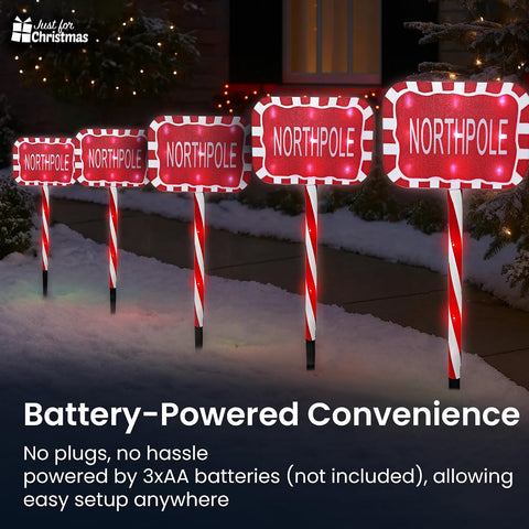 Just for Christmas Pathway Lights – 5 Pack Christmas Lights Battery-Operated with a Timer, 8 Lighting Modes, 1m Lead Wire & 60 Warm White LEDs | Perfect for Christmas Decoration