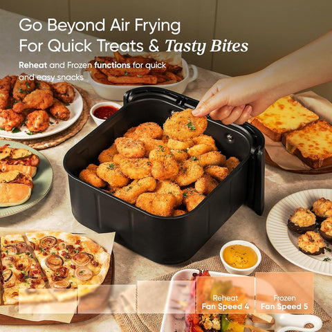 Air Fryer TurboBlaze 6L – Compact Oil-Free Cooker with 9 Functions, 5 Fan Speeds, 110+ Recipes, Non-Stick & Dishwasher Safe