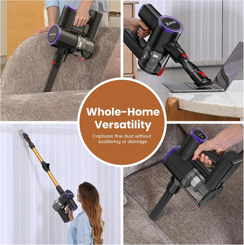 Zynet S9 Cordless Vacuum Cleaner 500W 45KPa Powerful Suction Stick Hoover with Folding Wand, LED Display & 45Min Runtime