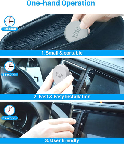 YOSH Magnetic Car Phone Holder Air Vent Mount – Upgraded Strong N50 Magnets, Anti-Slip Silicone, One-Handed Operation