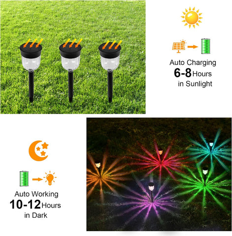 LED Solar Light Outdoor, SOMOKY 6 Packs Solar Pathway Lights with 7 Color Changing Waterproof IP65, Auto On/Off Outdoor Solar Landscape Lights/Pathway Lights for Lawn, Back Yard and Walkway