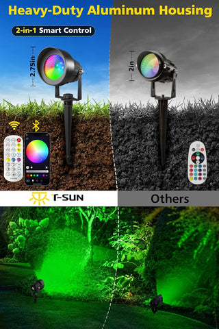 T-SUN Garden Spot Lights Mains Powered, RGB Spike Light with Remote/APP