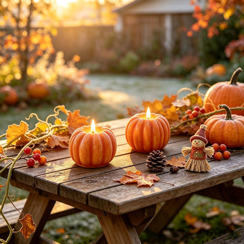 2 Pcs Pumpkin Flameless Candle with Remote, LED Battery Operated Real Wax 3D Flickering Pillar Candle, Autumn Halloween Thanksgiving Home Decoration Fall Gift for Indoor Farmhouse Decor