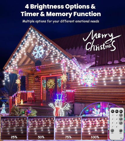 LITOHOM Icicle Outdoor Christmas Lights 460 LEDs 17.5M Cool White Waterproof