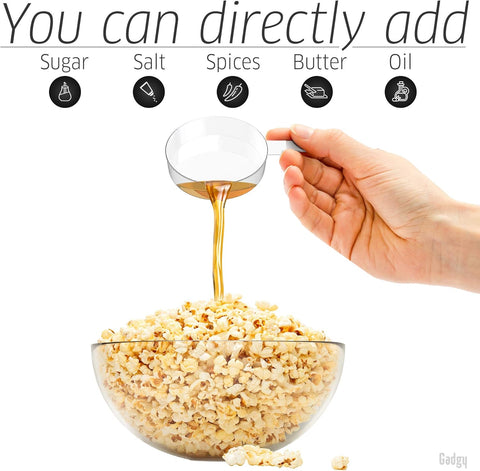 Gadgy 1100W Popcorn Maker – Sweet & Salty Hot Air Pop Corn Machine, Compact Silver
