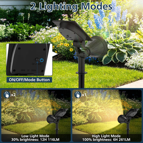 T-SUNUS Solar Garden Spotlights, 4 LED Yellow Solar Lights for Pathway Yard