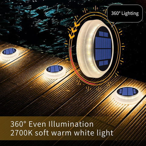 YiLaie Solar Decking Lights, Solar Step Ground Light IP68 Waterproof 4 Pack