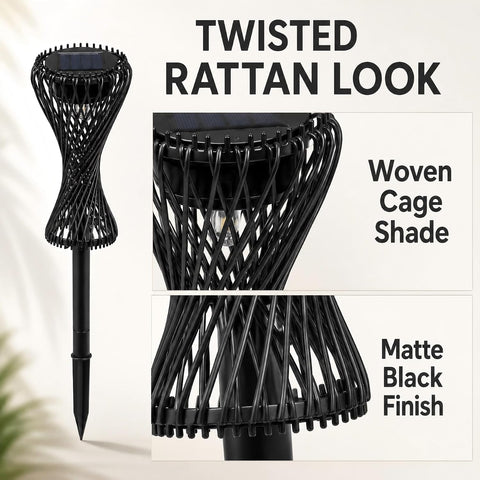 Solar Pathway Lights Outdoor Waterproof, Twisted Rattan Shadow Lights