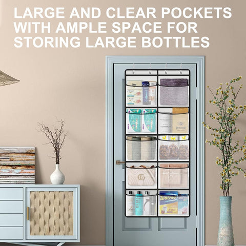 Hanging Storage Organiser, Over the Door, 10 Extra Large Mesh Pockets