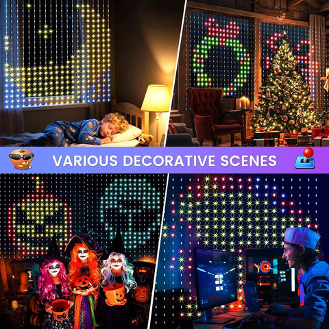 GlobaLink RGBIC Smart Curtain Lights 2x2M 400 LED – App & Remote Controlled RGBIC Curtain Fairy Lights with Music Sync, DIY Patterns & Timer - Turn an Empty Window Into a Colourful Light Show