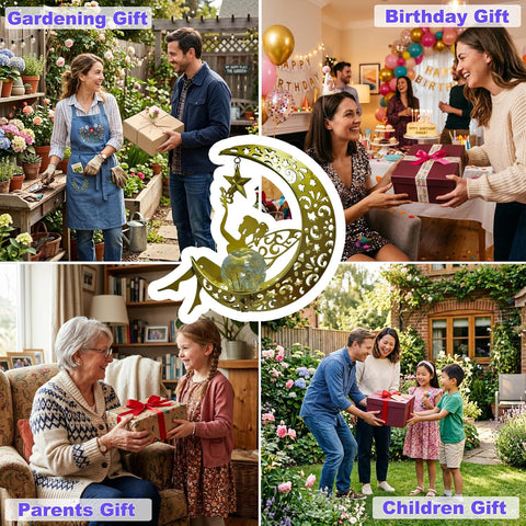 Solar Lights Outdoor Garden, Solar Moon Fairy Lights with Crackle Glass Globe, Garden Ornaments Lights Solar Powered Waterproof for Patio, Yard, Pathway & Lawn, Unique Gardening Gifts for Women