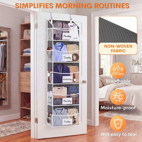 Ofiray-Home Over The Door Storage Organiser – 5-Tier, 10 Compartments, Pink Hanging Storage with 10 Side Pockets