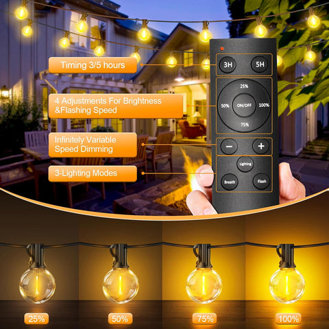 Remote control for string lights with outdoor setting