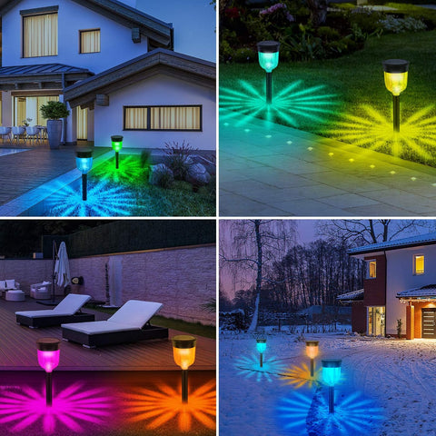 LED Solar Light Outdoor, SOMOKY 6 Packs Solar Pathway Lights with 7 Color Changing Waterproof IP65, Auto On/Off Outdoor Solar Landscape Lights/Pathway Lights for Lawn, Back Yard and Walkway