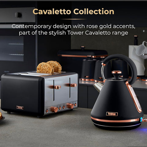 Cavaletto 3.5L Slow Cooker Black & Rose Gold | 3 Heat Settings, Removable Pot, Cool Touch Handles, Family Meals Cooker