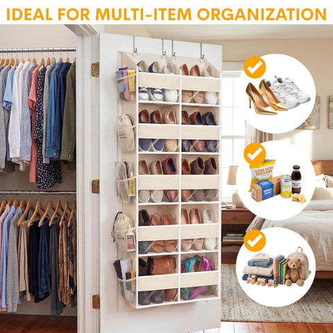 Ofiray-Home Over The Door Storage Organiser – 5-Tier, 10 Compartments, Pink Hanging Storage with 10 Side Pockets