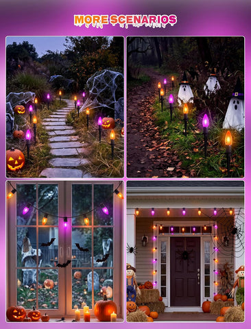 19.5ft Halloween Walkway Lights 10 Pack C9 LED Stakes