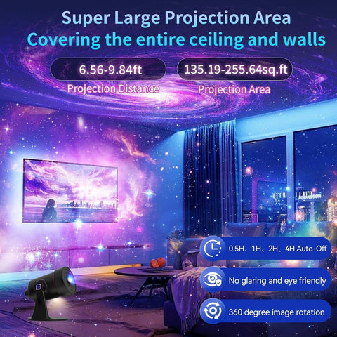 2026 Upgraded Galaxy Star Projector with 10 Film Discs, 360° Rotating Planetarium Night Light & Timer for Bedroom