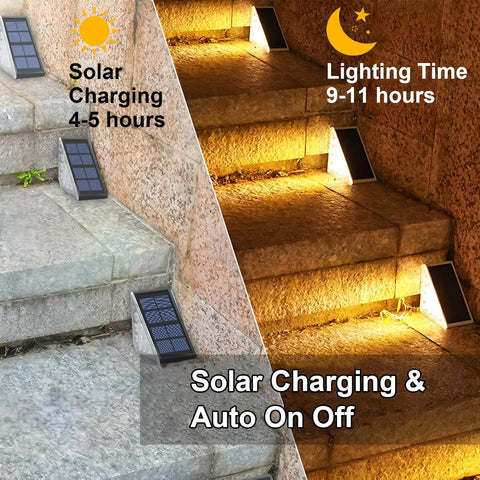 Solar Step Lights 6 Pack, Outdoor Stair Lights with Auto On/Off