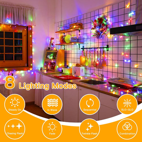 10m Multicoloured 100 LED Battery Operated Fairy Lights – Waterproof