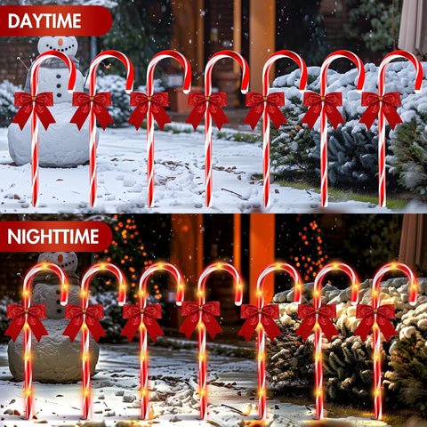 HELESIN 24 Pack 144 LED Christmas Candy Cane Pathway Lights Outdoor Christmas Candy Cane Lights Xmas Decorations Outdoor 12 Modes Timer Remote Waterproof for Patio Garden Pathway