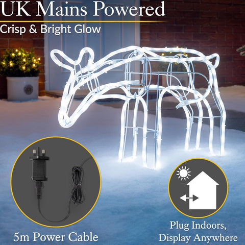 Christow White LED Reindeer Family Outdoor Christmas Decoration 2pc Set
