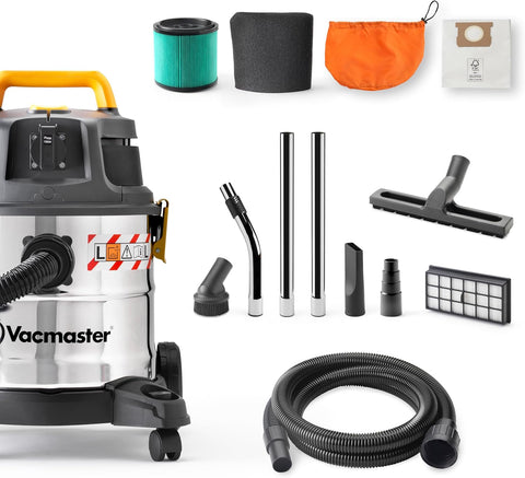 Vacmaster 20L Wet & Dry Industrial Vacuum Cleaner – 1600W Motor, Dual HEPA 13 Filtration, L-Class Dust Extractor – UK