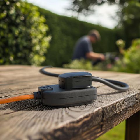 Masterplug One Socket Single Outdoor Extension Lead, 10 Metre Cable, Cable Tidy, Unswitched, Heavy Duty, Rewireable, 1-Way Plug Extension Cable, Orange, 13A, 1G, 10m, BOG10O