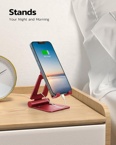 Nulaxy Foldable Adjustable Mobile Phone Stand - Red