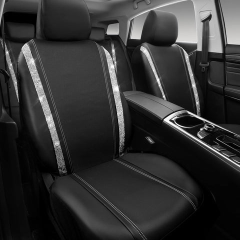 Bling Diamond Car Seat Covers Full Set Silver